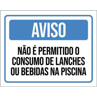 Imagem de Kit 3 Placa Não Permitido Consumo Lanches Piscina 36X46