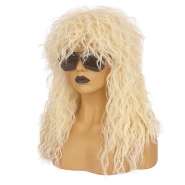 Imagem de Peruca Askuang 80s Rock Blonde Curly 55 cm 0,25 kg