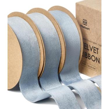 Imagem de Fita decorativa Vitalizart Dusty Blue Velvet 2,5 cm x 14 m