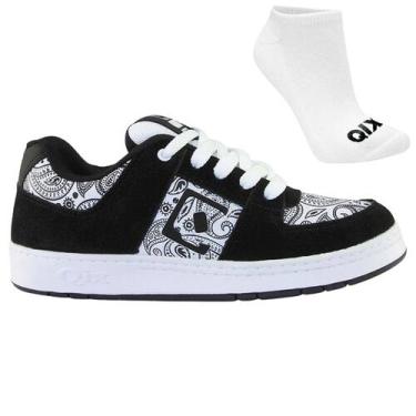 Imagem de Kit Tênis Qix 90S OG Original e Meia, 42, Branco, Preto, Masculino