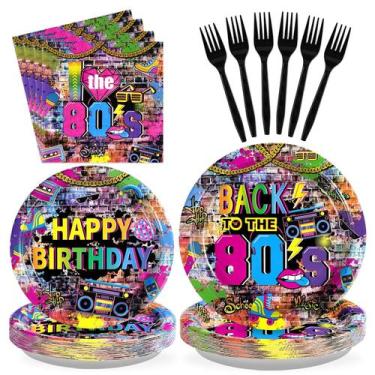 Imagem de Conjunto de talheres de festa Grencian 80's Back to The 80s 96 unidade