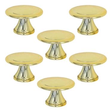 Imagem de 6 Pçs Puxador Ponto Bolinha Colonial 1 Furo G Dourado Brilho