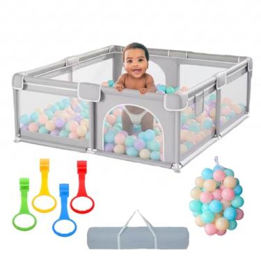 Imagem de Cercadinho para Bebê Chiqueirinho Playground Portátil montagem rápida, Com 30 bolinhas coloridas, 4 pegadores silicone e bolsa transporte Auxílio no Aprendizado de Andar