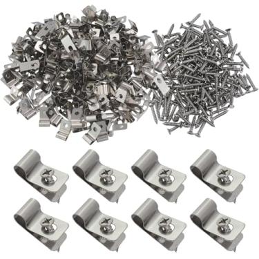 Imagem de Pastlla 220 braçadeiras de arame para cercas, clipes de montagem de cercas agrícolas, grampos de arame de aço inoxidável com 220 parafusos de madeira, metal ou cerca de vinil (5 mm)