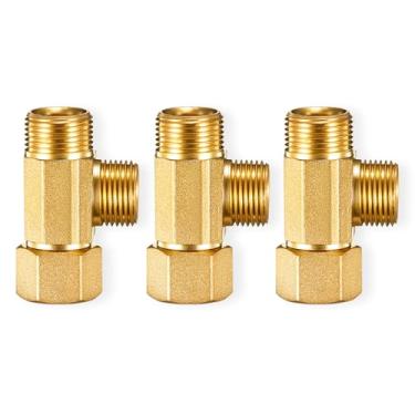 Imagem de Camiseta de compressão 3/8 para torneira de bidê de lava-louças - 3/8-3/8-3/8 divisor de linha de água de latão t conector de encaixe (3 peças)