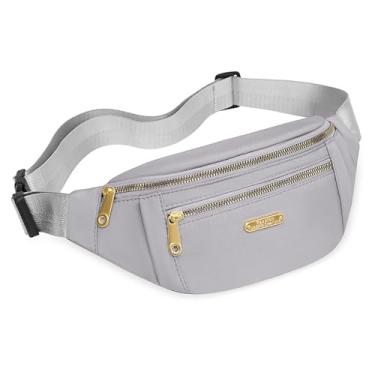 Imagem de Bolsa de cintura esportiva para mulheres, bolsa transversal de nylon multicamadas, pochete moderna para mulheres, Cinza, One Size, uso diário