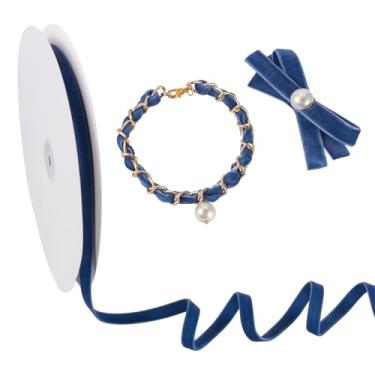 Imagem de Handship Fita de veludo de 20 metros, azul marinho, fita de veludo de Natal dupla face, acabamento de fita de tecido para decoração de guirlanda de árvore de Natal, embrulho de buquês de flores, laços