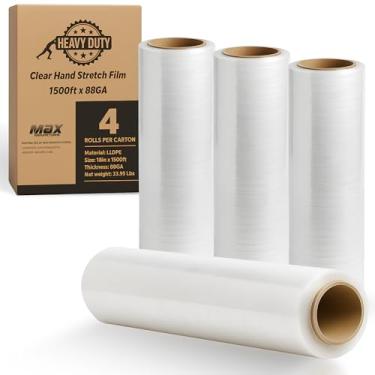 Imagem de Película esticável de 45,7 cm / envoltório 457,2 m 7 camadas calibre 80 força industrial até 800% stretch 20 mícrons transparente durável aderente embalagem móvel resistente filme retrátil caixa de 4