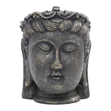 Imagem de MFMEXUL Vaso de Flores em Formato de Cabeça de Buda, Estátua de Buda, para Terraço, Uso Interno Ou Externo, Escritório Ou Jardim, 8 cm x 9,2 cm x 11,4 cm, Tamanho real
