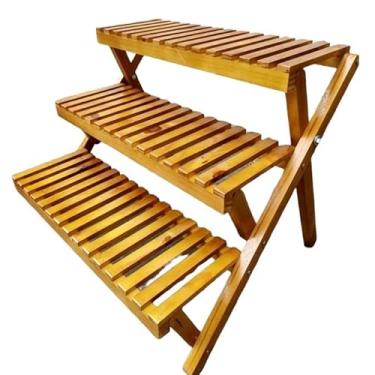 Imagem de Floreira para vasos de Flores Decorativa Jardim Vertical estante Multiuso em Madeira Pinus Natural(VERNIZ NATURAL)