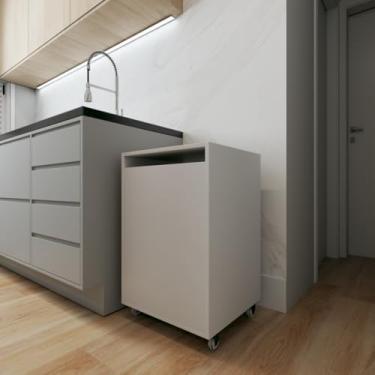 Imagem de Capa para Botijão de Gás Gabinete com Rodinhas Madeira MDP Branco Multiuso Retangular Rodízio