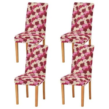 Imagem de Wassud Capas de cadeira vintage rosa para sala de jantar, capa de cadeira elástica, capas de cozinha, laváveis, conjunto de 4