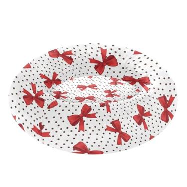 Imagem de Burbuja Cama para animais de estimação com laço em bolinhas, cama macia calmante para cães com fundo antiderrapante, suporte redondo para cães e gatos, lavável 33 cm