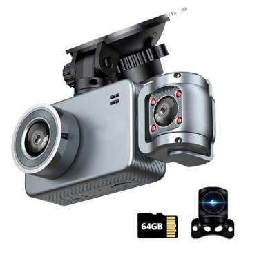 Imagem de Gravador de Dirigir Carro com 3 Lentes 4K Ultra Claro WiFi Interconexão Chip Visão Noturna HD Câmera CARDVR