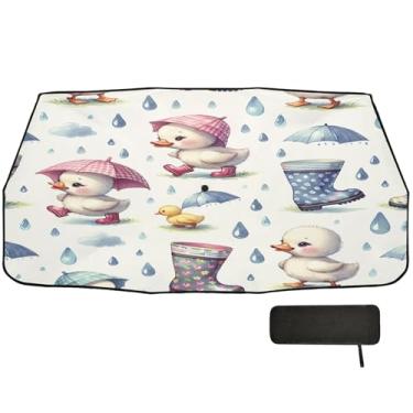 Imagem de Burbuja Guarda-sol para para-brisa de carro, pato com botas de chuva, capa de para-brisa dobrável para bloqueio de raios UV e calor solar, adequado para caminhonete Sedan SUV na maioria dos veículos