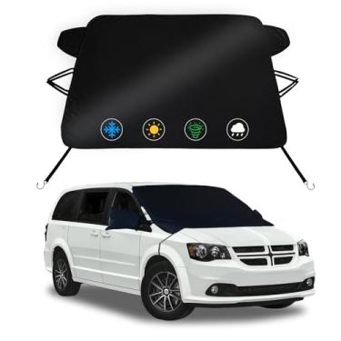 Imagem de Capas de neve para Dodge Caravan Mini Van 2010-2020, capa de para-brisa frontal de tecido Oxford de 2 camadas à prova de vento à prova de vento de inverno e remoção de gelo protetor de granizo
