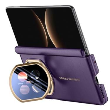 Imagem de LTLMYDAM Capa de estilo empresarial para Huawei Mate X7, capa de proteção de dobradiça de couro com suporte para câmera, capa de proteção contra quedas, textura de lichia, roxo, X7