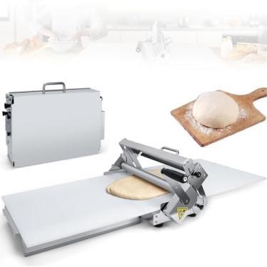 Imagem de Folha de massa dobrável, laminador de massa de croissant, rolo de massa comercial, espessura ajustável da máquina de massa, aço inoxidável, adequado para padarias, pizzarias, massa de pizza, crostas