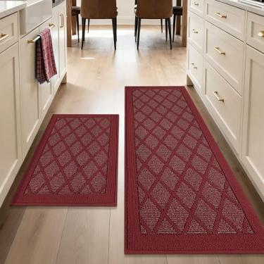 Imagem de COSY HOMEER Tapetes de cozinha, 2 peças de tapete de cozinha antiderrapante, lavável, tapetes absorventes para chão de cozinha, tapete de pia de cozinha 100% polipropileno 61 cm x 91 cm + 61 cm x 152