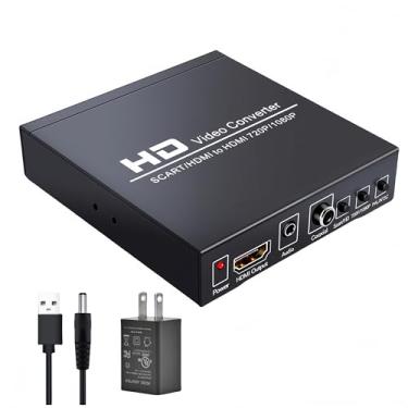 Imagem de Mcbazel Scart Caixa Conversor de Vídeo HDMI para HDMI 1080p Scaler 3,5 mm Saída de Áudio Coaxial para Consoles de Jogos DVD
