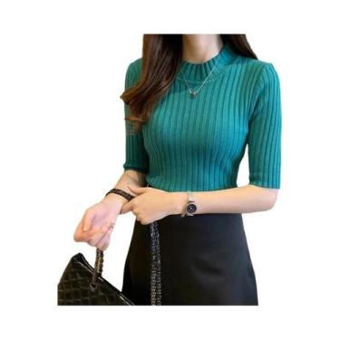 Imagem de Blusa De Malha Feminina De Verão Com Manga Curta, Top Pullover Fashion