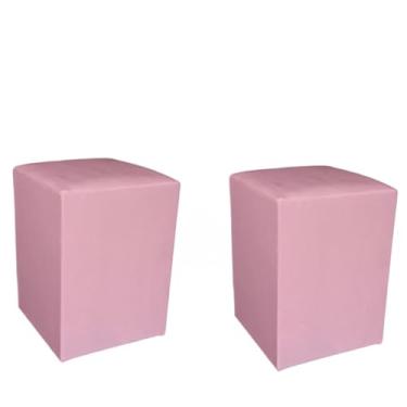 Imagem de Kit 2 Puff Banqueta Quadrado Macio Fofo Decorativo,Sala, Quarto,Ideal para Famílias e Amantes de Decoração(ROSA BEBÊ)