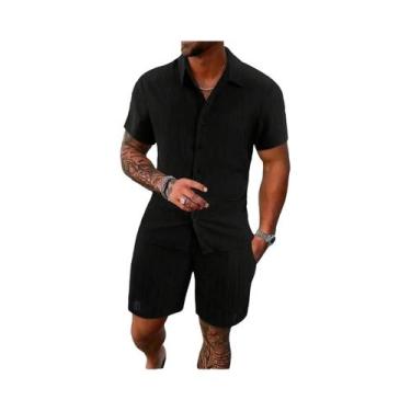 Imagem de Diário básico moda simples retro sólido listrado verão masculino casua