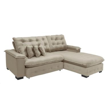 Imagem de Sofá Berlin 2.65x2.10m Com Chaise Super Pillow Top - Bege
