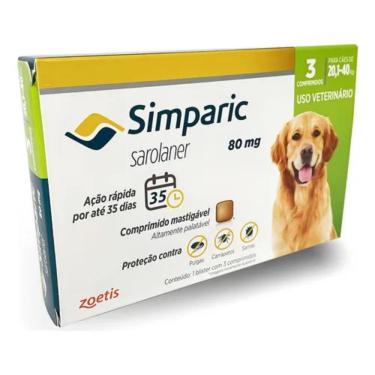 Imagem de Antipulgas Simparic 80mg 3 Comprimidos Cães De Vários Pesos