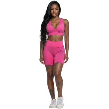 Imagem de Conjunto Top Com Bojo e Bermudinha Vekyo Roupa Para Academia Treino Moda Fitness Musculação-Feminino