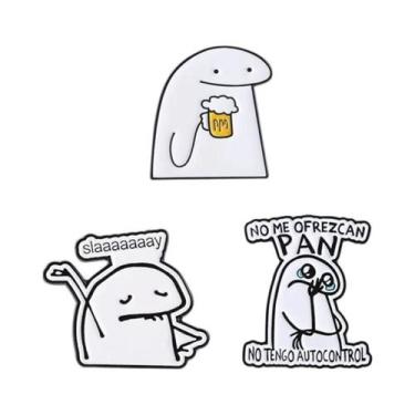 Imagem de Pins De Esmalte E Broches De Metal Com Personagens Tristes E a Frase '