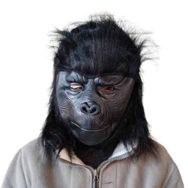 Imagem de Máscara de gorila, resina realista, animal, pele preta, cosplay de Hal