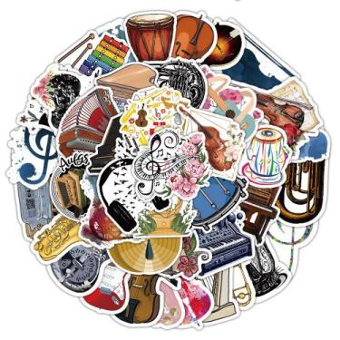 Imagem de Adesivos, instrumento musical, 50 peças, decalques de vinil para perso