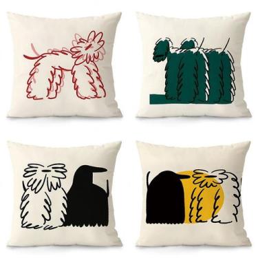 Imagem de Conjunto de fronhas para cães abstratos minimalistas modernos x4 45x45