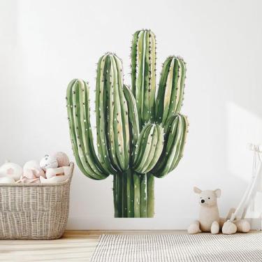 Imagem de Adesivo de parede Tropical Cactus Large Green PVC 39x98cm - yiweisai