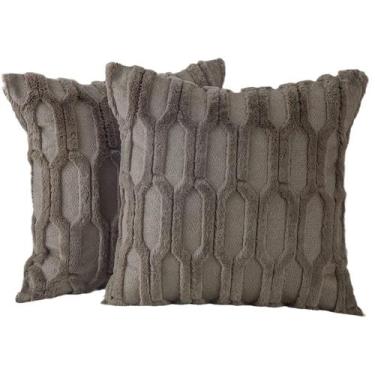 Imagem de Capa de travesseiro Nordic Geometric Plush acolchoada macia 45x45cm - 