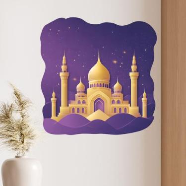 Imagem de Adesivos de parede Golden Mosque Islamic Style 39x40cm PVC - yiweisai