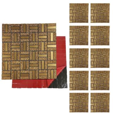 Imagem de Pastilha De Vidro Kit 10 Uni Autocolante Parede Cozinha Banheiro Decorativa Facil Aplicacao Moderna Reforma Requintado