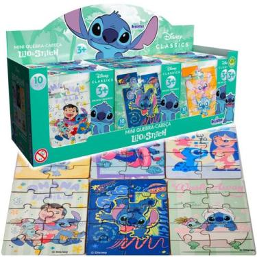 Imagem de Stitch Kit 6 Mini Quebra Cabeça Lilo & Stitch Disney Madeira, Colorido