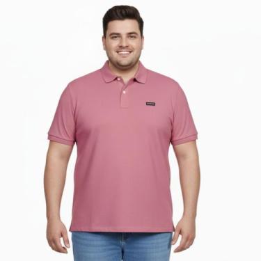 Imagem de Camisa Polo Plus Size Masculina Piquet Com Elastano Dawson, Rosa, G2