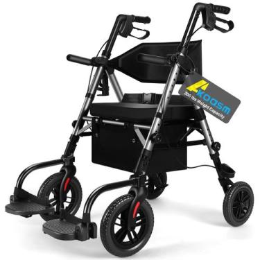 Imagem de Rollator Walker Akoasm dobrável com assento cinza leve