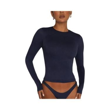 Imagem de Camiseta Feminina Slim Fit Manga Longa - Casual Básica Y2K Streetwear,