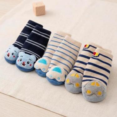 Imagem de Kit 3 Meias Bebê Sortidas 3d Chocalho De 0 A 12 Meses 3463 - Fashion N