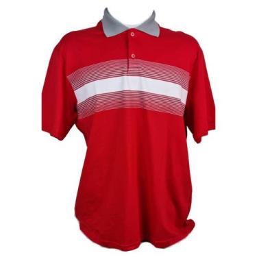 Imagem de Camiseta Polo Masculina BVS Vermelha Listras GG, GG, Vermelho