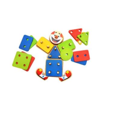 Imagem de Palhacinho Pedagógico Colorido Brinquedo Educativo em MDF - Maninho Br