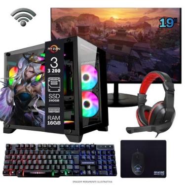 Imagem de Computador PC Gamer Home Office Ryzen 3 3200G 16GB DDR4 SSD 240GB Rade