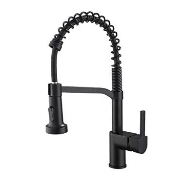 Imagem de Torneira de cozinha de latão 360 graus giratório pull-out torneira de cozinha quente e frio torneira de água preto misturador de pia de cozinha, A10134B, China