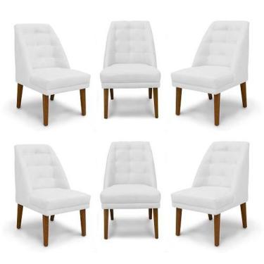 Imagem de Kit 6 Cadeiras De Jantar Paris Suede Branco - Meular Decor - Meu Lar D
