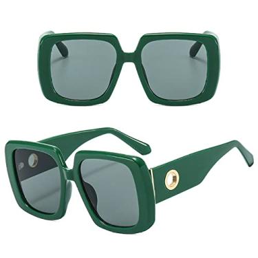 Imagem de Óculos de sol quadrados grandes leopardo feminino designer de moda buraco redondo sexy grande óculos de sol masculino óculos de sol de luxo ao ar livre, verde verde, tamanho único