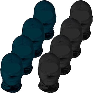 Imagem de Kit 8 balaclavas balaclava touca toca ninja bandana UV50+ Cor:4 pretas / 4 azul marinho